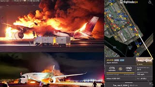 Japan Airlines A350 Crash  Flightradar24 Screen Recording [upl. by Carmon]