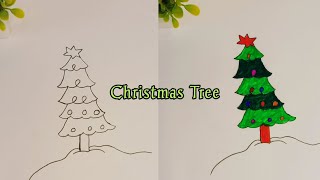 How To Draw Christmas Tree 🎄 Easy Drawing Step By Step ritikaarts67 [upl. by Eduino]