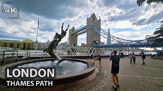 🇬🇧 The Thames Path Londons Secret Side  Canary Wharf to Tower Bridge  4K [upl. by Neirb543]