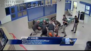 Surveillance video shows Racine County Corrections officer being attacked [upl. by Bakemeier498]