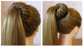 Tuto coiffure simple queue de cheval et chignon bun tressé 💥 facile à faire soi même [upl. by Nowtna531]