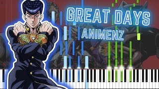 Animenz Great Days  JoJos Bizarre Adventure Part 4 Piano Tutorial  Synthesia [upl. by Ram]