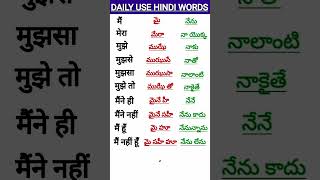 Learn Telugu to HindiHindi SpeakingTelugu words meaning in hindilearn hindi through telugu short [upl. by Nonek]