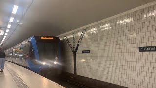 Riding metro C20 from TCentralen to Hässelby Strand  Stockholm Sweden [upl. by Assiruam]