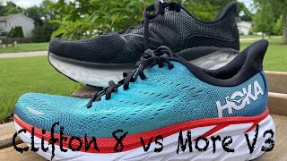 Hoka Clifton 8 vs New Balance Fresh Foam More V3  Daily Trainer Shoe Battle  Who Will Win [upl. by Sitof330]