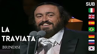 LA TRAVIATA quotbrindisiquot 🥂VERDI  PAVAROTTI and ATZUKO 1995 ❖ HD  LYRICS [upl. by French]