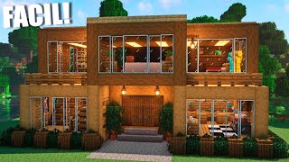 ✅Cómo hacer una casa MODERNA de MADERA en Minecraft🏡 FÁCIL Y RÁPIDO 1 [upl. by Feldman786]