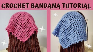 Easy Crochet BandanaHead scarf Tutorial  Beginner Tutorials [upl. by Fitzger]