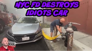 NYFD DESTROYS Illegally Fire Hydrant Parking IDIOT 33 Tickets 9200 [upl. by Adnorrehs]