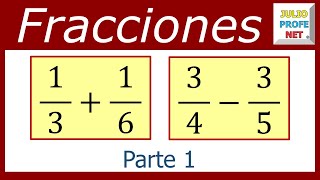 SUMA Y RESTA DE FRACCIONES HETEROGÉNEAS Parte 1 de 2 [upl. by Yenar]