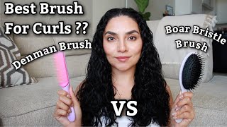 Comparing Denman Brush VS Boar Bristle Brush Which Is Best For Curly Hair [upl. by Milstone]