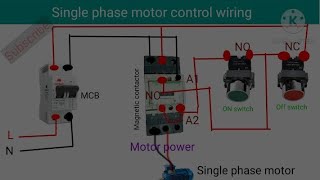 Single phase motor connection with magnetic contactorSinglephase motor with contactor wiring diagra [upl. by Noterb52]