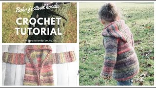 Crochet Tutorial  Boho festival hoodie [upl. by Paza]