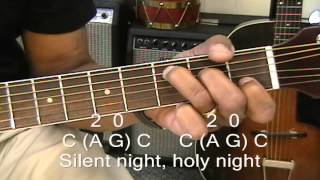 How To Play SILENT NIGHT On Guitar With 3 Chords Chord Melody Lesson Christmas EricBlackmonGuitar [upl. by Nuahsal]