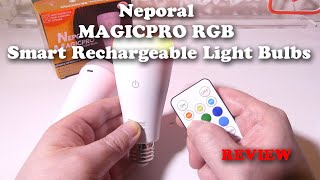 Neporal MAGICPRO RGB Rechargeable LED Light Bulbs REVIEW [upl. by Lilllie137]