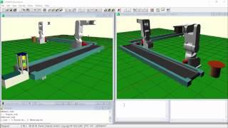 Cosimir Educational 6 2 bant 2 robot kol uygulaması  2 hand arm and 2 conveyorbelt [upl. by Ingvar]