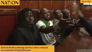 Activist Boniface Mwangi and four others released on a cash bail of Sh20000 each [upl. by Dodson93]