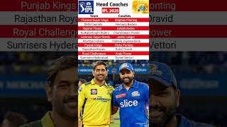 IPL 2025 All Teams Head Coach List  CSK MI RCB SRH KKR DC Head Coaches List Shorts [upl. by Gnuh]