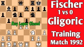 Fischer vs Gligoric  Ruy Lopez Closed 1992 chess [upl. by Waverley]