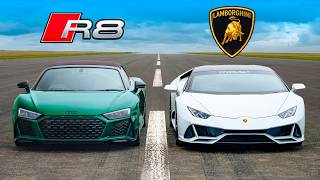 Lambo Huracan v Audi R8 DRAG RACE [upl. by Rillings5]