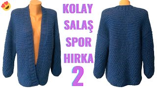 İNANILMAZ KOLAY 2 Günde Salaş Spor Örgü Hırka Modeli 3646 beden  Part 2  Hırka Dikimi [upl. by Ydok]