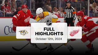 Predators at Red Wings  October 12 2024  NHL Full Game Highlights [upl. by Eustache]