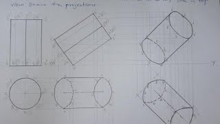 Engineering Graphics Projection of Solids Cylinder Resting on HP Module 2 [upl. by Calia291]