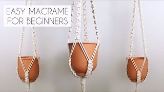 DIY EASY MACRAME PLANT HANGER FOR BEGINNERS  MACRAME PLANTHANGER  EASY MACRAME TUTORIAL [upl. by Llennahc]