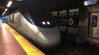 Amtrak Acela Express leaving New York Pennsylvania Station 4K [upl. by Urbani993]