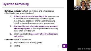 Stollar  Dyslexia Screening and the Use of Acadience Reading K6 [upl. by Nylirehc]