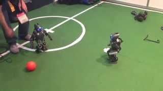 funny robot playing football falling all over [upl. by Hcra]