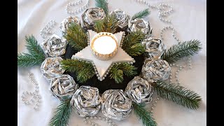 DIY festlicher Weihnachtskranz–Tischdeko Türkranz Weihnachten–DIY Rosen edel–Weihnachtsbaumschmuck [upl. by Goltz]