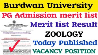 Burdwan University PG admission 202426 Zoology merit list merit list published [upl. by Anaidni993]