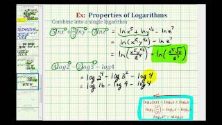 Ex 2 Combine a Logarithmic Expression Into One Logarithm [upl. by Jocelyne]