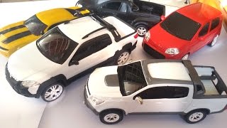 Carrinho de brinquedo miniaturas modelos nacionais Uno S10 Camaro Montana e Strada [upl. by Kayne]