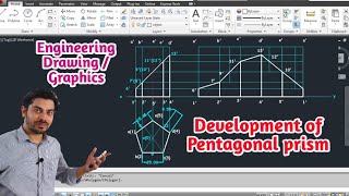 Development of pentagonal prism in AutoCad  Engineering Graphics Development in autocad  Mech20 [upl. by Yelkrab]