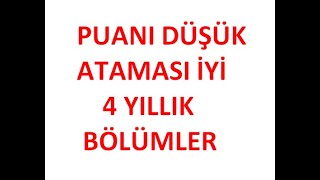 Puanı Düşük Ataması Kolay  İş İmkanı Olan 4 Yıllık Bölümler [upl. by Hubert]