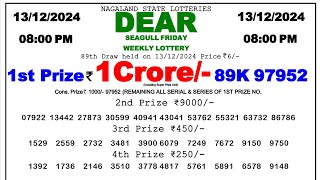 NAGALAND Lottery Sambad 8pm 131224 Dear Lottery Result fax [upl. by Savior868]