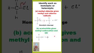 Homolytic Vs Heterolytic Bond Cleavage  Organic Chemistry youtubeshorts chemistrylearning [upl. by Notgnillew]