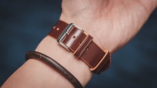 Making a SPECIAL Shell Cordovan Leather Nato Strap  Leathercraft ASMR [upl. by Schlenger]