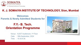 FY B Tech Orientation Programme 202425 [upl. by Tamsky]