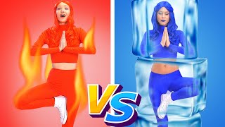 HOT vs COLD Challenge Girl On FIRE VS ICY Girl  Funny Situations By KABOOM [upl. by Nyluqcaj301]