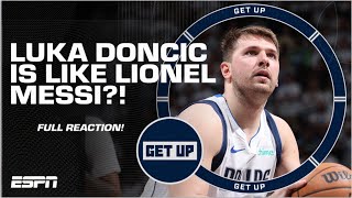 Luka Doncic reminds Brian Windhorst of Lionel Messi 🤯  Get Up [upl. by Atinnek440]