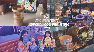 VLOG  Eating Only Korean Foods For 24 Hours🇰🇷  Food Challenge  BTS Cafe 💜  Shopping 🛍️ [upl. by Atiloj]