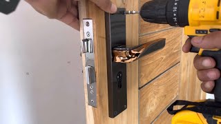 Door Handle Lock Fitting  how to install a door lock [upl. by Enitnelav]