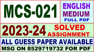 MCS 021 solved assignment 202324  mcs 021 solved assignment 2024  ignou bca 3rdsem mcs021 202324 [upl. by Sesilu]