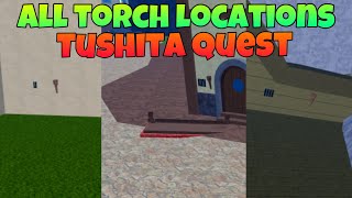 All 5 TORCH LOCATIONS Beginner Guide  Tushita Quest Blox Fruits [upl. by Violette]