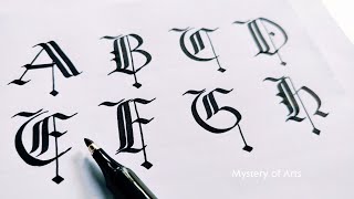 gothic uppercase tutorial 🎉 capital letters 🌷How to write a to z Gothic calligraphy fonts [upl. by Marchese]