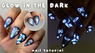 Glow in the Dark Nail Tutorial  Halloween Ghost Nails  Chrome Magnetic Gel Polish 3D nail art [upl. by Namra]