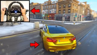 Forza Horizon 4 Drifting BMW M4 in Snow Steering Wheel  Shifter No HUD Gameplay [upl. by Orofselet394]